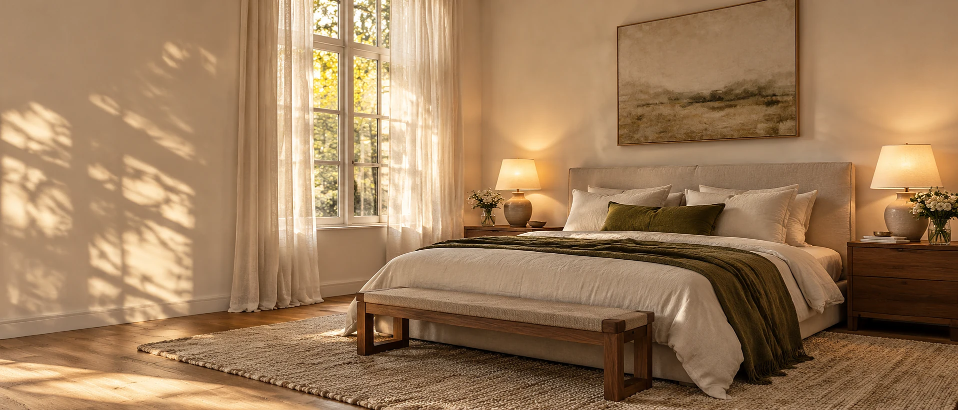 Een bed met lampen ernaastslider_item_1